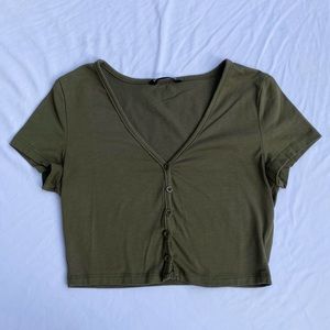 Shein Button Up Crop Top